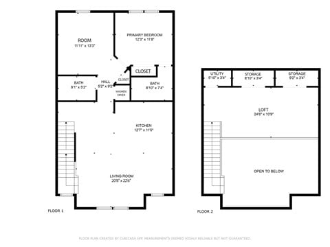 Floor plan for 2 beds, 2 baths